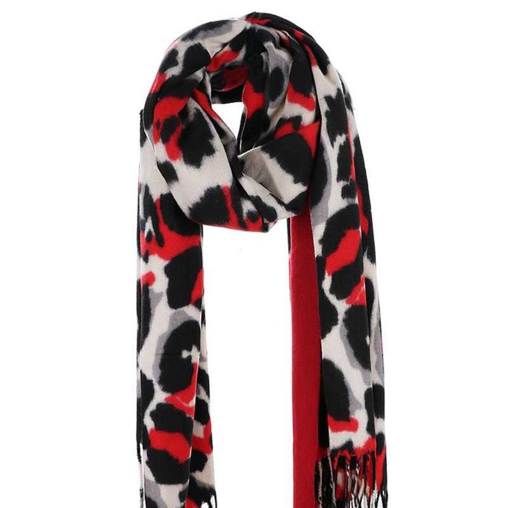 Red Animal Print Soft Scarf